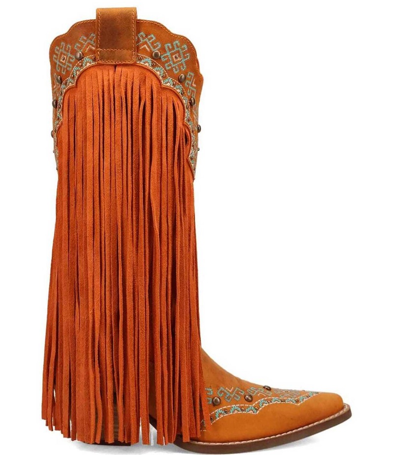 ディンゴ レディース シューズ ブーツ・レインブーツ レザー フリンジ Dingo Tequila Sunrise Leather Fringe Western Boots Rust ラスト
