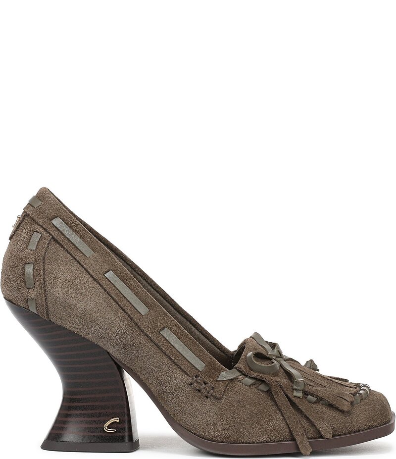 サムエデルマン レディース シューズ ヒール スエード ローファー Circus NY by Sam Edelman Ainsley Suede Kiltie Bow Loafer Pumps Olive Wood オリーブ｜ReVida 店