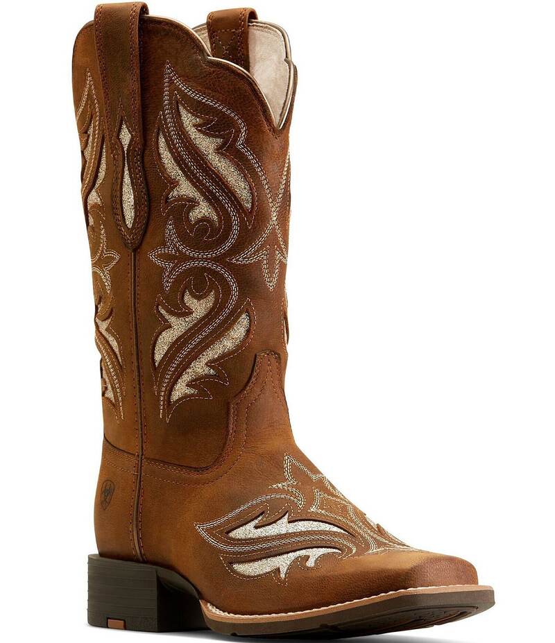 アリアト レディース シューズ ブーツ・レインブーツ Ariat Women's Round Up Bliss Square Toe Western Boots Beige/Khaki カーキ｜ReVida 店