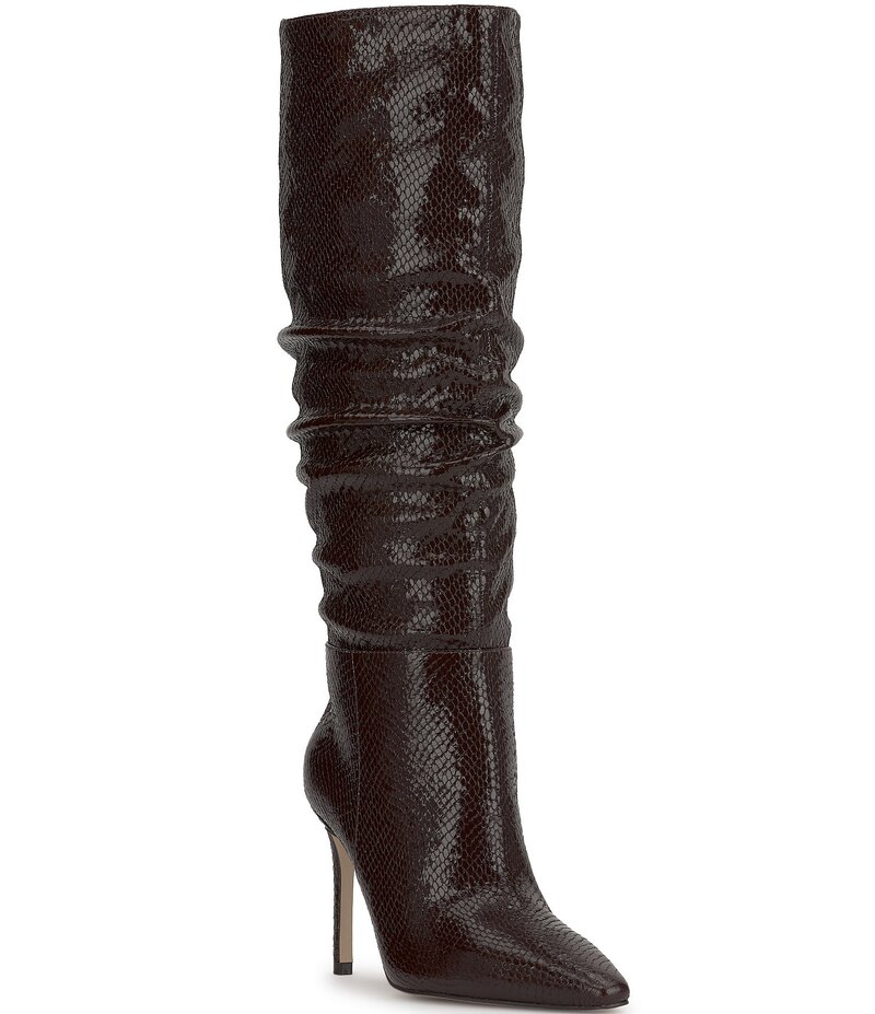 ジェシカシンプソン レディース シューズ ブーツ・レインブーツ Jessica Simpson Ohena Slouch Snake Embossed Knee High Boots Dark Truffle｜ReVida 店