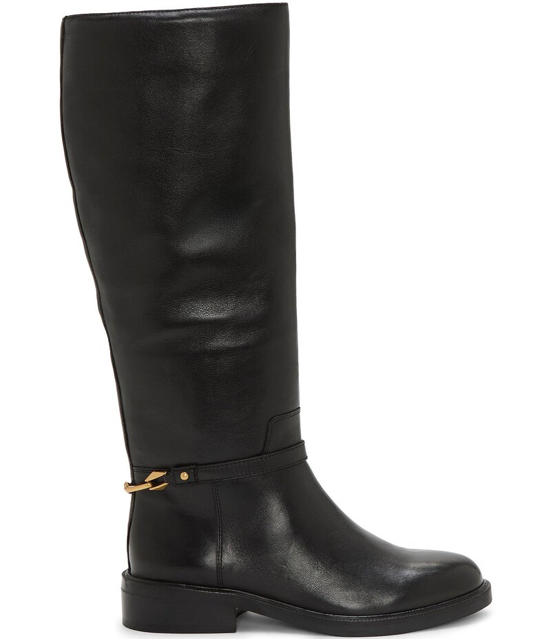 ヴィンスカムート レディース シューズ ブーツ・レインブーツ トール ブーツ レザー Vince Camuto Adria Leather Link Hardware Tall Riding Boots Black ブラック｜ReVida 店