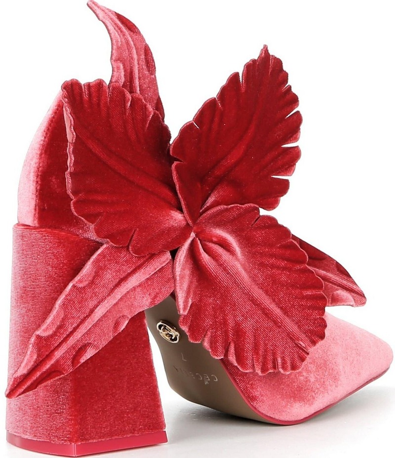 セシリアアラブ共和国 ニューヨーク州 レディース シューズ 踵 天鵞絨 Cecelia New York Mislead Flower Velvet Block Heel Mary Jane Pumps Passion レディース靴-ミュール