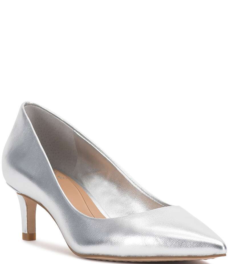 ヴィンスカムート レディース シューズ ヒール レザー Vince Camuto Kehlia Leather Mid Heel Pumps Silver シルバー
