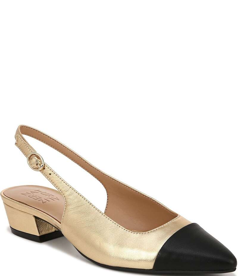 ナチュライザー レディース シューズ パンプス キャップ レザー Naturalizer Banks Leather Cap Toe Slingback Dress Pumps Dark Gold ゴールド