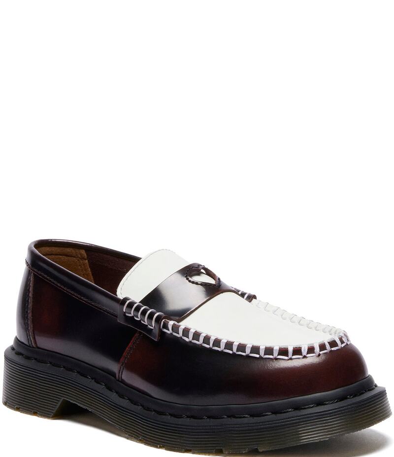 ドクターマーチン レディース シューズ オックスフォード レザー ローファー Dr. Martens Women's Penton Heart Two-Tone Leather Penny Loafers Cherry Red レッド画像