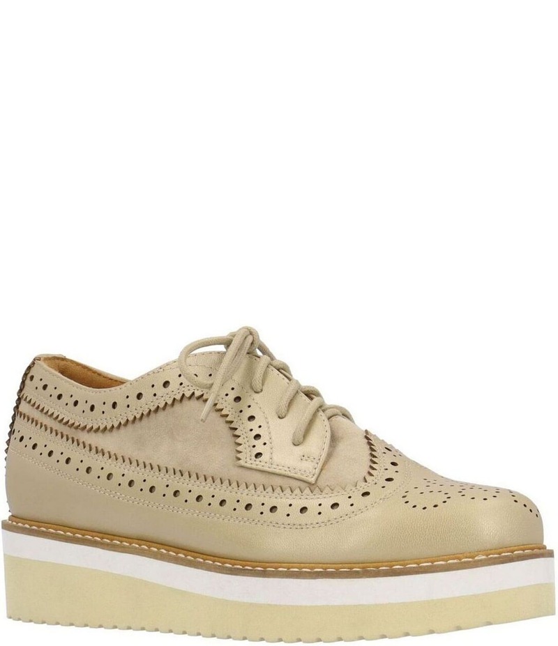 ラモールドピード レディース シューズ オックスフォード プラットフォーム スエード ブローグ レザー L'Amour Des Pieds Zorielle Leather and Suede Brogue Detail Platform Wedge Oxfords Platino/Taupe トープ