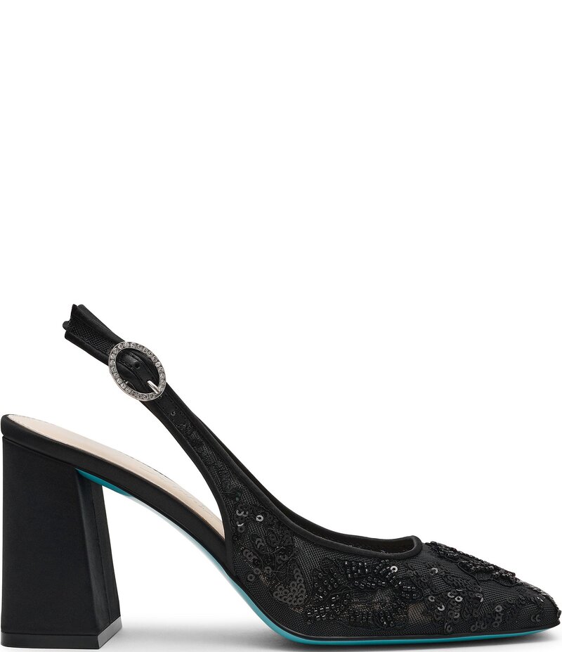 ベッツィジョンソン レディース シューズ ヒール メッシュ Blue by Betsey Johnson Ninah Mesh Embellished Slingback Pumps Black ブラック｜ReVida 店