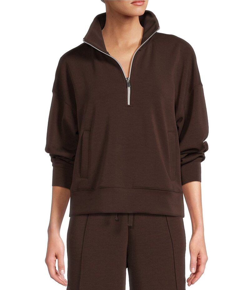 アントニオ メラーニ レディース アウター パーカー・スウェット ハーフジップ スウェット シャツ Antonio Melani Active Half Zip Sweatshirt Chocolate チョコレート|ReVida 店