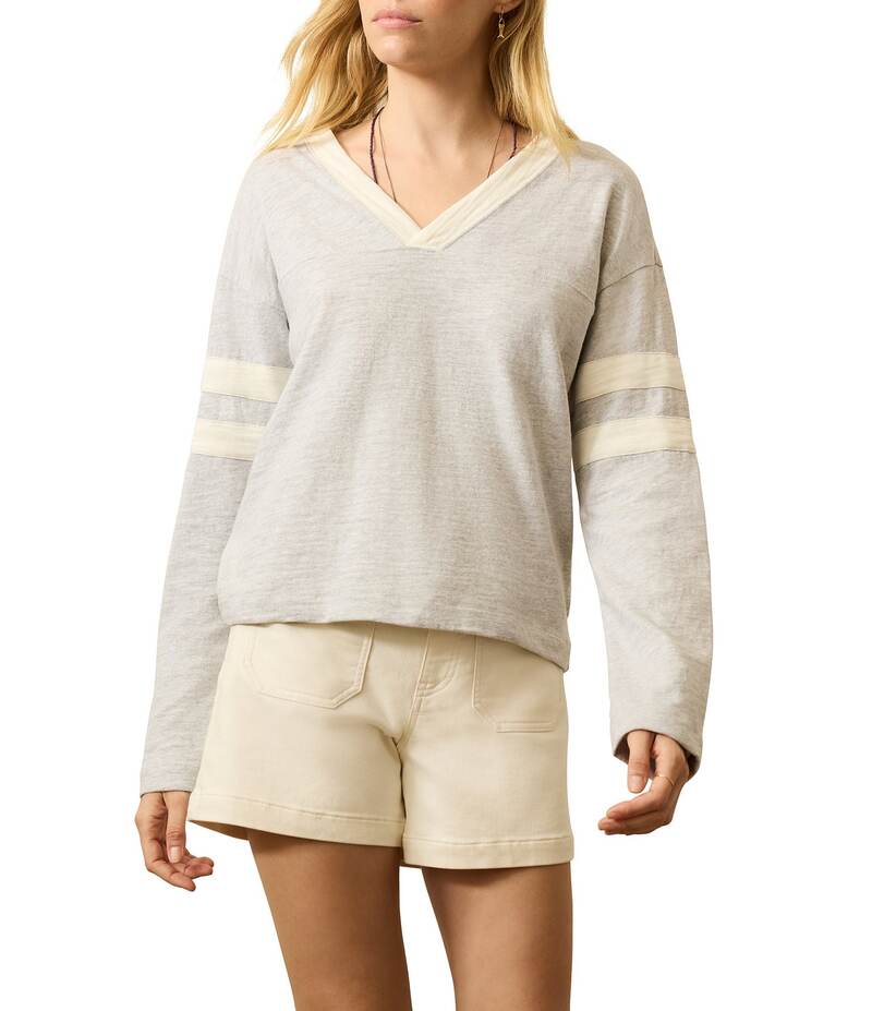 ファレティ レディース トップス シャツ クルーネック Faherty Sunwashed Crew Neck Long Sleeve Stripe Top Grey Varsity グレー｜ReVida 店 15,525円