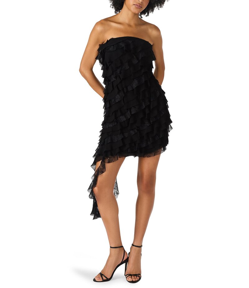 スティーブ マデン レディース トップス 衣装 ミニ衣装 フラウンス ミニ ストラップレス Steve Madden Alix Strapless Ruffle Mini Dress Black 黒いこと
