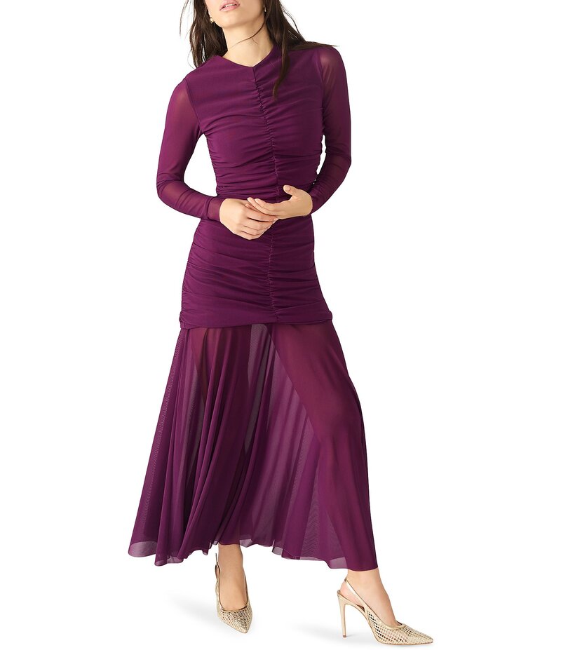 スティーブ マデン レディース トップス 衣装 スコート Steve Madden Kiara Long Sleeve Illusion Skirt Tea Length Dress Beet Pink サクラ色 ワンピース-レディースファッション