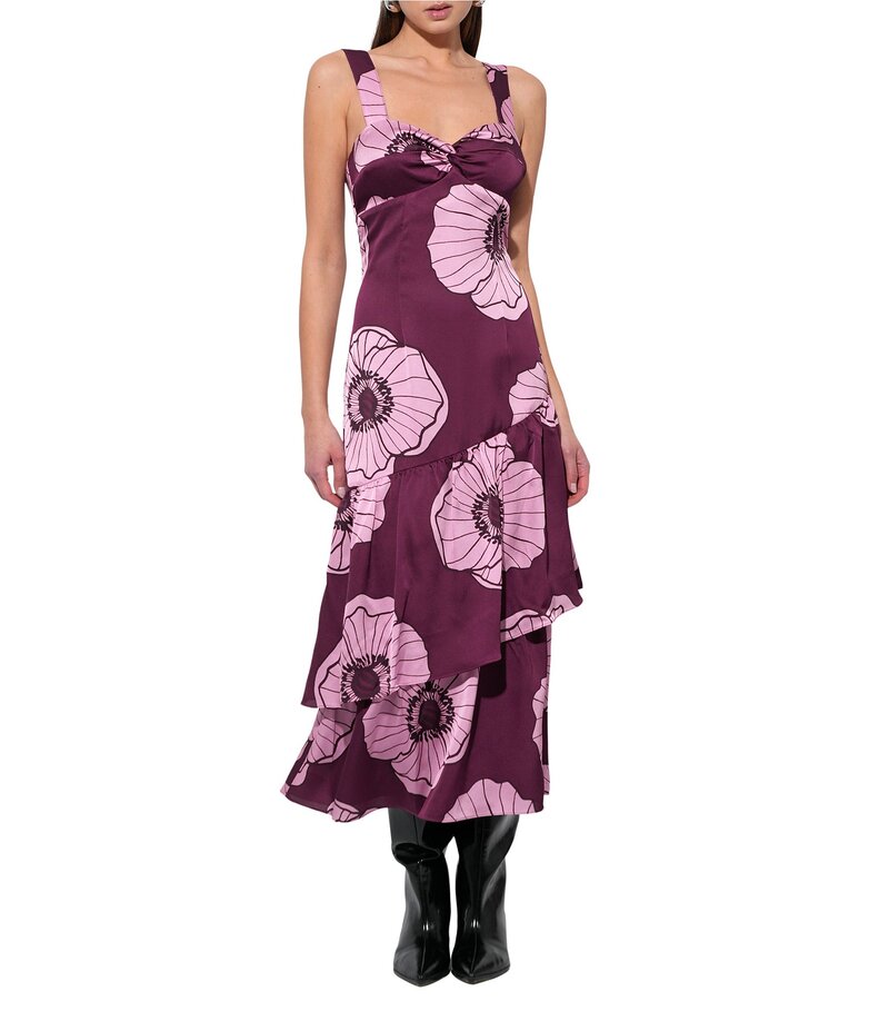 アドレイン ラエ レディース トップス ワンピース ミディワンピース フラワー柄 ミディ フラワー Adelyn Rae Calla Floral Tier Midi Dress Violet バイオレット