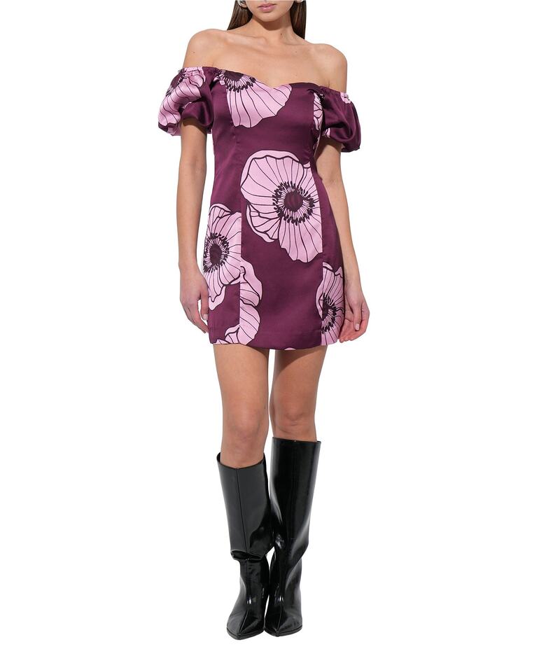 アドレイン ラエ レディース トップス ワンピース ミニワンピース ミニ Adelyn Rae Aster Off-The-Shoulder Puff Sleeve Mini Dress Violet バイオレット
