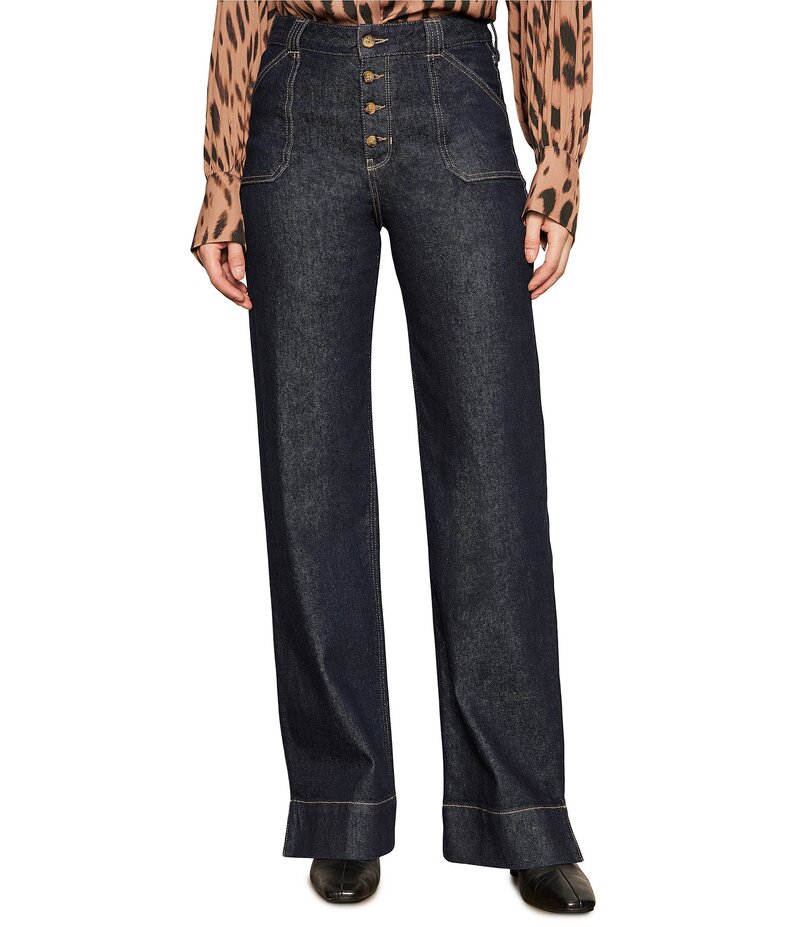 サンクチュアリー レディース ボトムス デニムパンツ ワイドレッグ デニム ジーンズ Sanctuary Ekara Stretch Denim High Rise Slim Wide Leg Button Fly Jeans Indigo Dark インディゴ