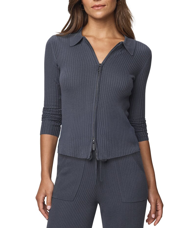 スプレンディット レディース アウター ニット・セーター Vネック カーディガン ニット Splendid Georgie Cashmere Blend Knit Collar V-Neck Long Sleeve Cardigan Ice Navy ネイビー