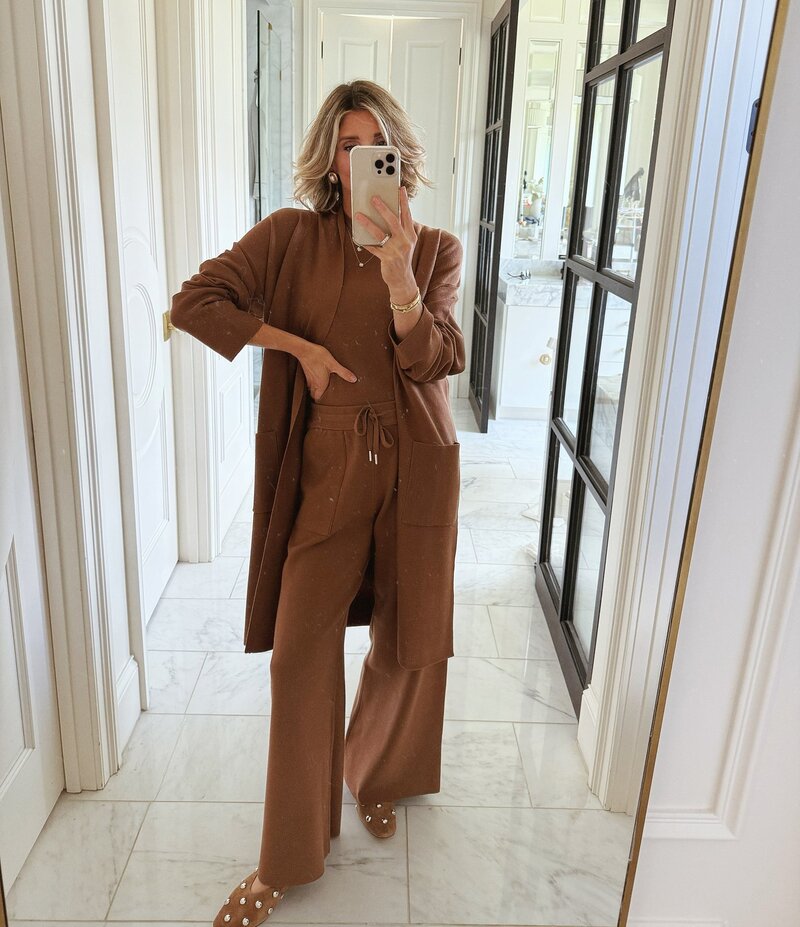 スプレンディット レディース アウター ニット・セーター カーディガン ニット Splendid x Cella Jane Blog Sleek Knit Long Sleeve Cardigan Truffle