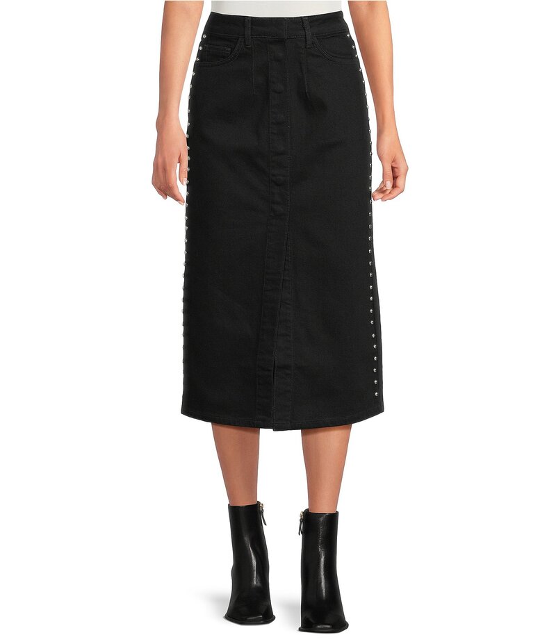 イロ レディース ボトムス スカート ミディ デニム IRO Thania Denim Side Studed High Rise Midi Pencil Skirt Black ブラック