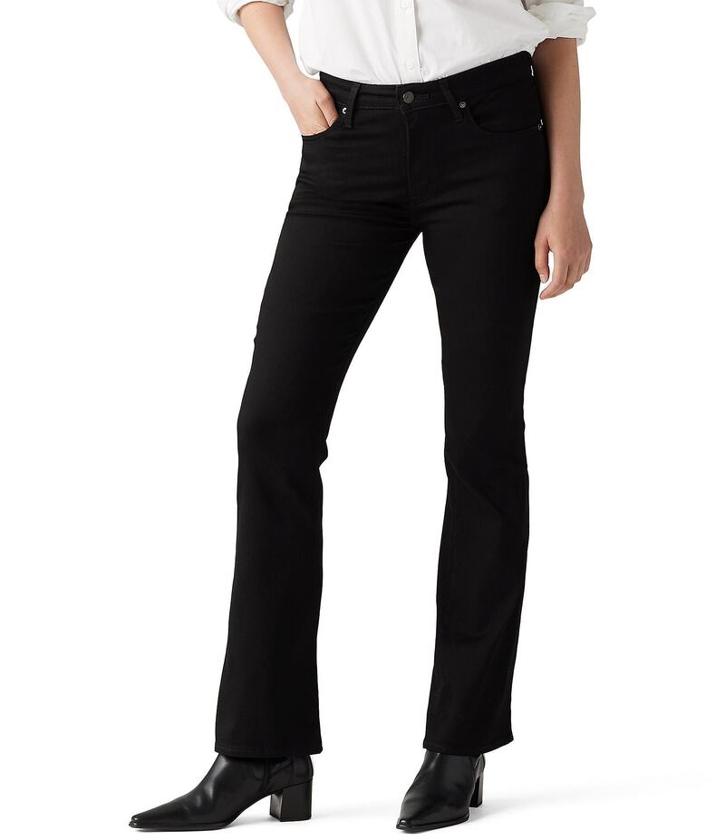 リーバイス レディース ボトムス デニムパンツ ブーツカット ブーツ ジーンズ Levi'sR 725 High Rise 32 Inseam Bootcut Jeans Soft Black ブラック｜ReVida 店