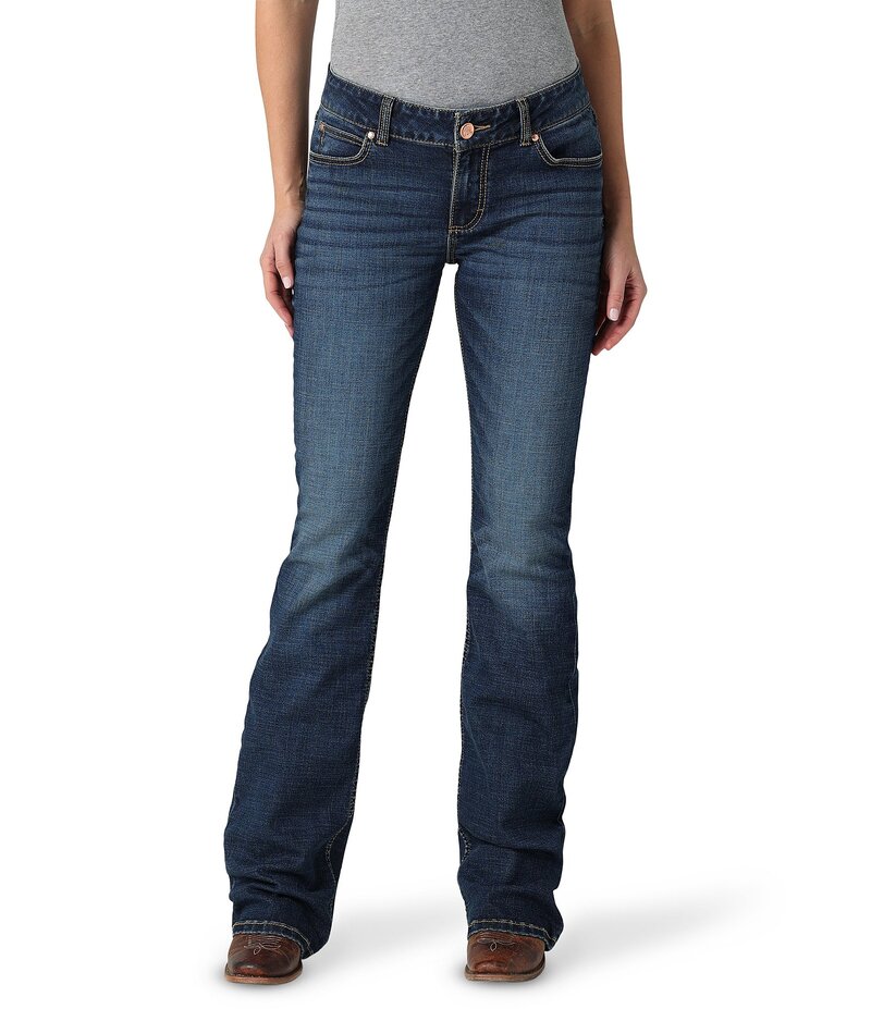 ラングラー レディース ボトムス デニムパンツ ブーツカット ブーツ ジーンズ WranglerR Mid Rise W Stitch Back Pocket Bootcut Jeans Dark Blue ブルー