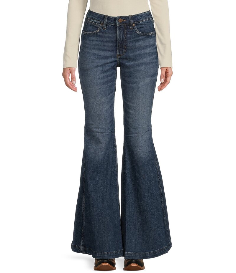 ラングラー レディース ボトムス デニムパンツ プリント ジーンズ WranglerR Mid Rise Trumpet Flare Stripe Print Western Jeans Paige ストライプ