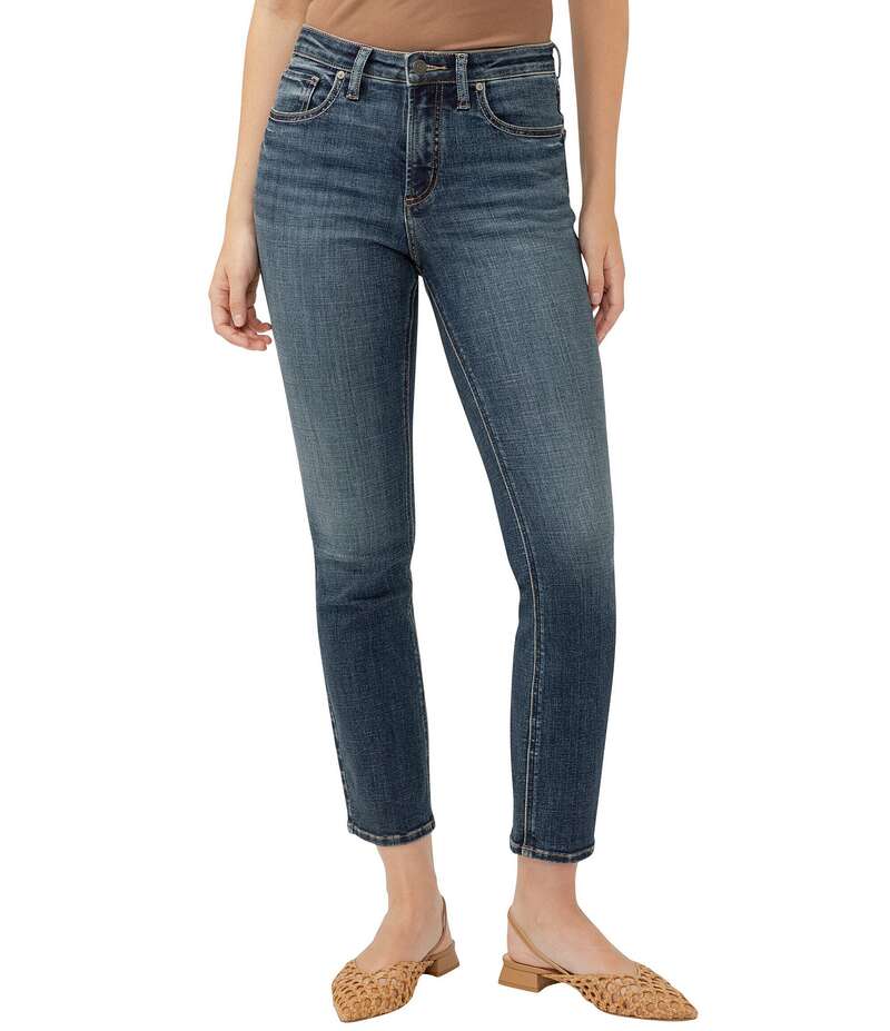シルバー ジーンズ レディース ボトムス デニムパンツ スリムフィット ストレート アンクル Silver Jeans Co. Most Wanted Mid Rise Slim Fit Straight Leg Power Stretch? Ankle Jeans Indigo インディゴ|ReVida 店