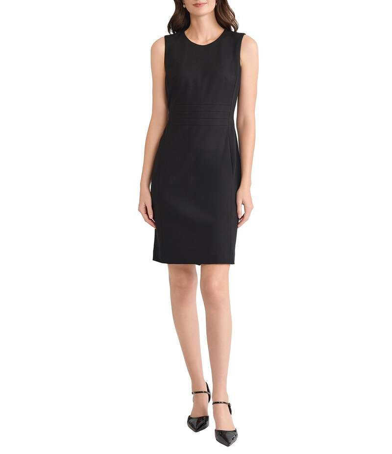カスパール レディース トップス ワンピース クルーネック ノースリーブ Kasper Stretch Sleeveless Crew Neck Sheath Dress Black ブラック｜ReVida 店