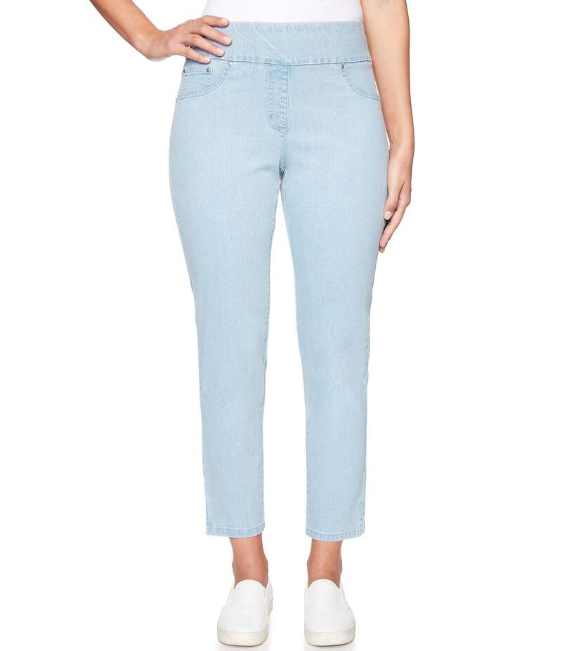 ルビーアールディー レディース ボトムス ジーンズズボン下 引っ切り無い プチ ジーンズ アンクル デニム Ruby Rd. Petite Size Extra Stretch Denim Straight Leg Pull-On Ankle Jeans Chambray ジーンズ