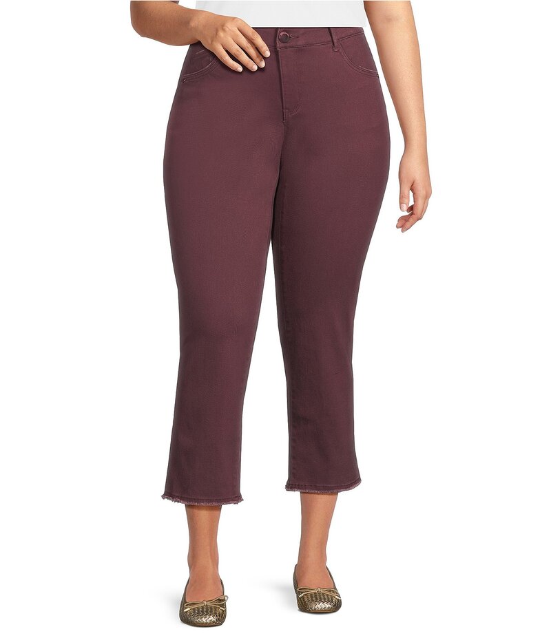 デモクラシー レディース ボトムス デニムパンツ プラスサイズ ジーンズ Democracy Plus Size AbsolutionR Slim Straight High Rise Cascading-D Back Pocket Crop Jeans Fig Jam