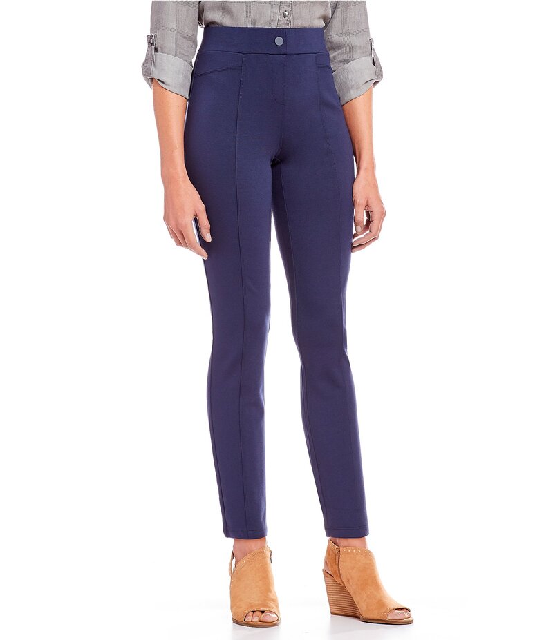 イントロ レディース ボトムス カジュアルパンツ ストレート パンツ ニット Intro Bella Solid Double Knit Slim Her Straight Leg Pants Industrial Blue ブルー