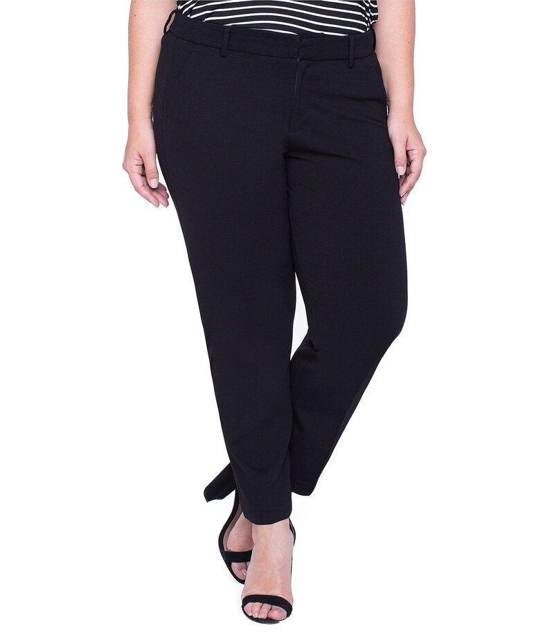 リヴァプール ロサンゼルス レディース ボトムス カジュアルパンツ プラスサイズ パンツ Liverpool Los Angeles Plus Size Kelsey Mid Rise Slim Leg Stretch Ponte Trouser Pants Black ブラック|ReVida 店