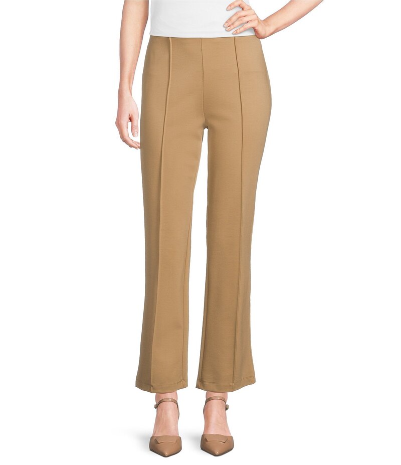 マルチプルズ レディース ボトムス 心地好いズボン下 ズボン下 アンクル Multiples Solid 4-Way Stretch Ponte Elastic No-Waist Pintuck Pull-On Ankle Pants Tan タン