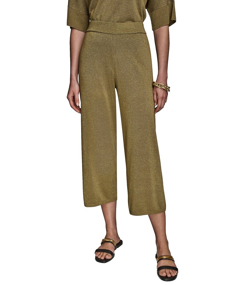 ダナキャラン レディース ボトムス カジュアルパンツ ワイドレッグ パンツ ニット Donna Karan Shimmer Knit Wide Leg Pants Smokey Olive オリーブ|ReVida 店