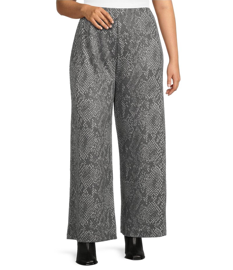 ブライン ウォーカー レディース ボトムス カジュアルパンツ ワイドレッグ プラスサイズ パンツ ニット Bryn Walker Plus Serpent Recycled Knit Elastic Waist Wide Leg Palazzo Pants Grigio