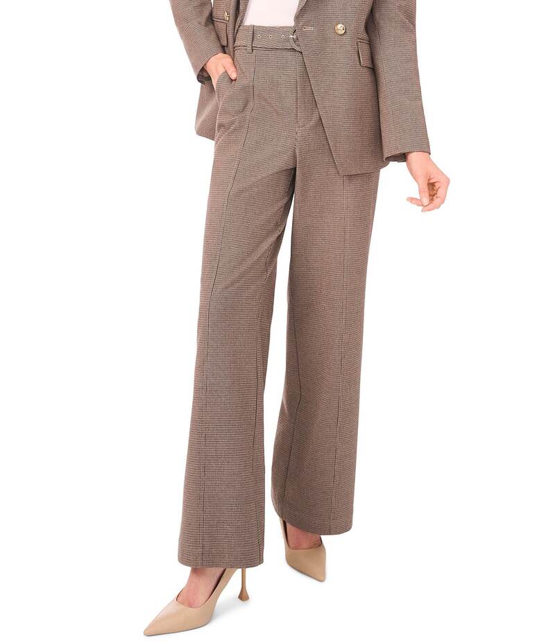 セセ レディース ボトムス カジュアルパンツ ワイドレッグ パンツ ツイード CeCe Tweed Houndstooth Wide Leg Tailored Coordinating Pants Safari