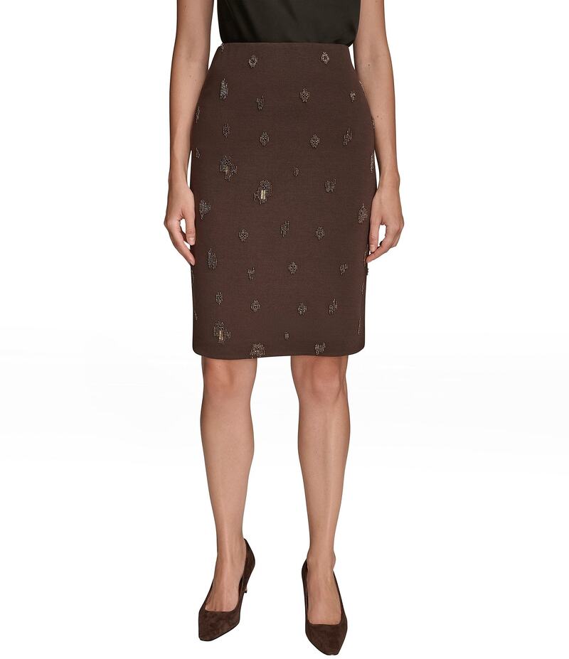 ダナキャラン レディース ボトムス スカート Donna Karan Beaded Pencil Skirt Chocolate Plum/Copper プラム