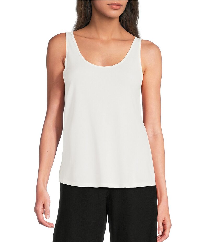 エイリーンフィッシャー レディース トップス シャツ シルク ノースリーブ ジャージー Eileen Fisher Stretch Silk Jersey Scoop Neck Sleeveless Slim Tank Ivory アイボリー