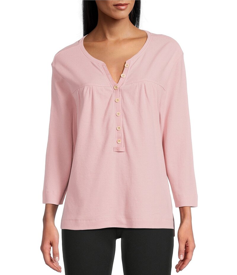 ウエストバウンド レディース トップス シャツ ニット Westbound Solid Knit 3/4 Sleeve Henley Top Zephyr