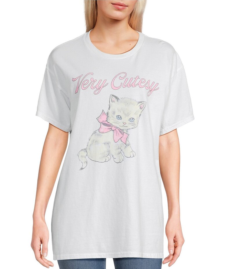 ジャンクフード レディース トップス Tシャツ Junk Food Very Cutesy Short Sleeve Oversized T-Shirt White ホワイト