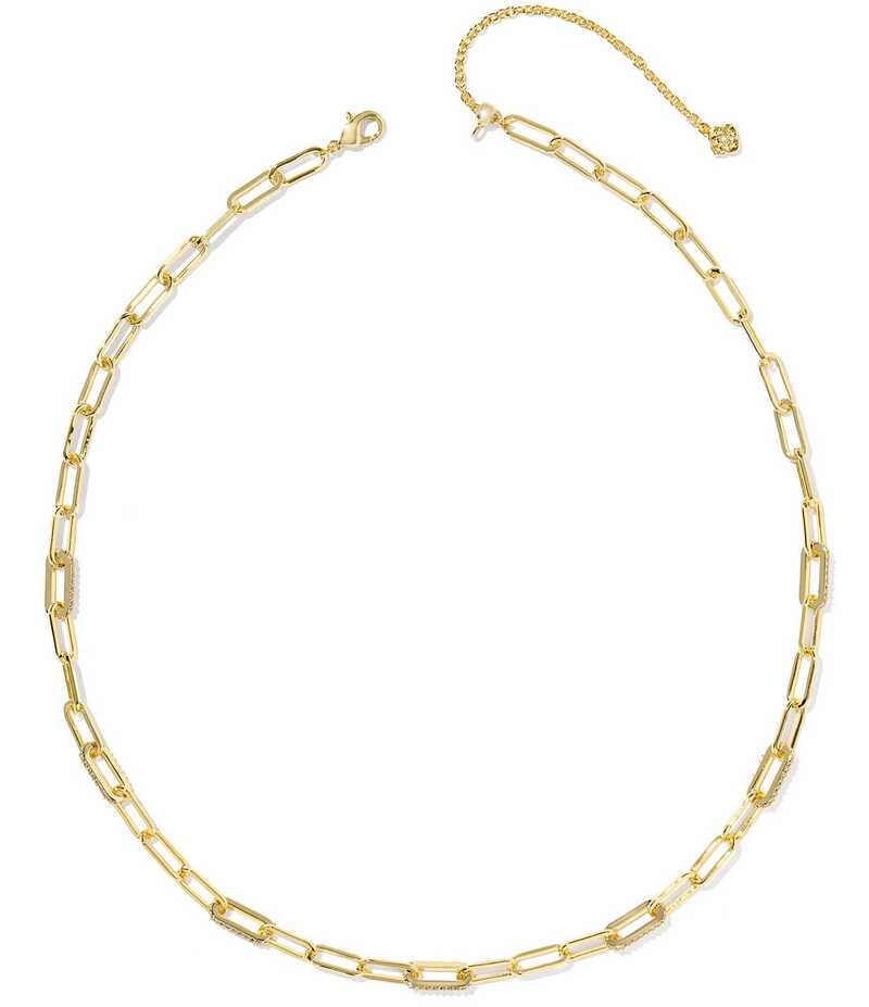 ケンドラスコット レディース アクセサリー ネックレス・チョーカー レース Kendra Scott Bella Chain Necklace Gold White CZ ホワイト｜ReVida 店