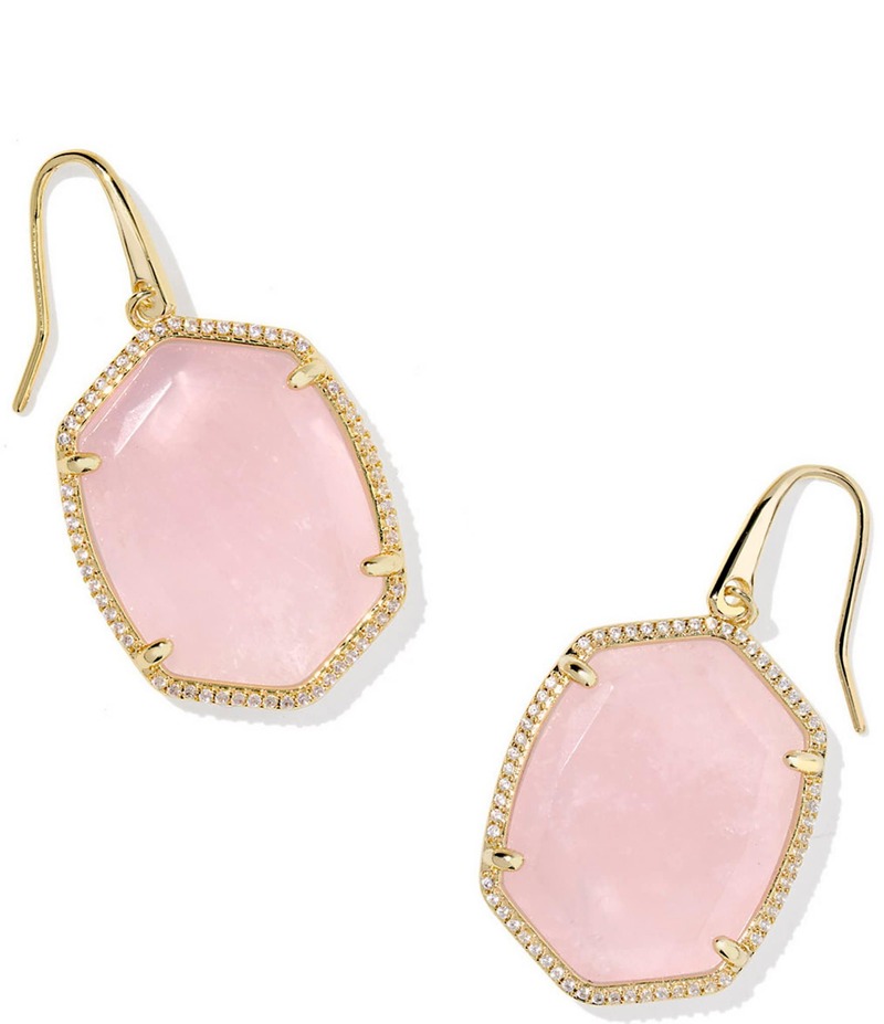 ケンドラスコット レディース アクセサリー ピアス・イヤリング Kendra Scott Daphne Pave Frame Drop Earrings Gold Rose Quartz ゴールド｜ReVida 店