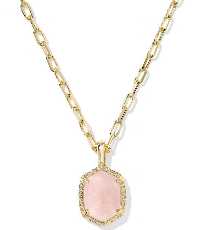 ケンドラスコット レディース アクセサリー ネックレス・チョーカー レース Kendra Scott Daphne Pave Frame Quartz Short Pendant Necklace Gold Rose Quartz ゴールド｜ReVida 店