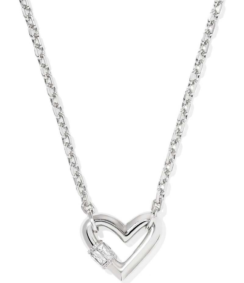 ケンドラスコット レディース アクセサリー ネックレス・チョーカー レース Kendra Scott Emery Heart Short Pendant Necklace Silver White CZ ホワイト