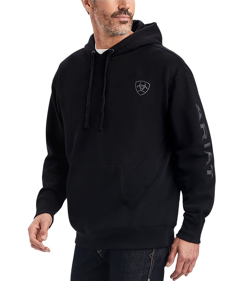 アリアト メンズ アウター パーカー・スウェット トール ロゴ パーカー Ariat Big & Tall Logo Hoodie Black ブラック|ReVida 店