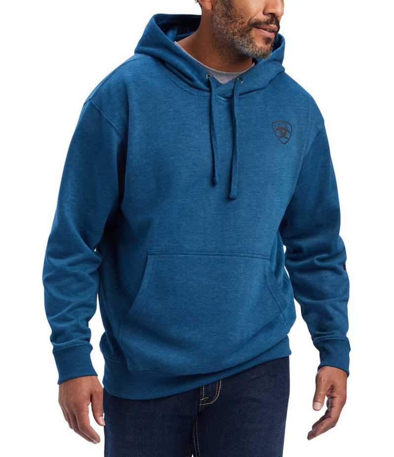 アリアト メンズ アウター パーカー・スウェット トール ロゴ パーカー Ariat Big & Tall Logo Hoodie Poseidon Heather ヘザー|ReVida 店