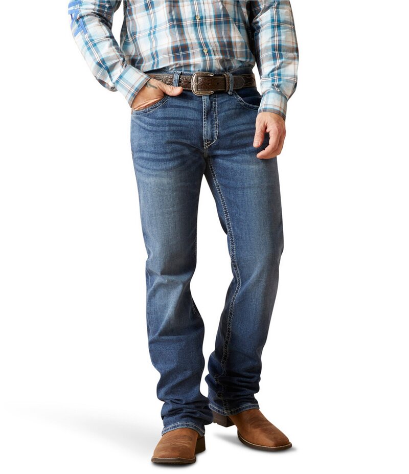 アリアト メンズ ボトムス デニムパンツ リラックスフィット ブーツカット トール ブーツ ジーンズ Ariat Big & Tall M4 Bannock Hugo Relaxed Fit Bootcut Jeans Blue ブルー