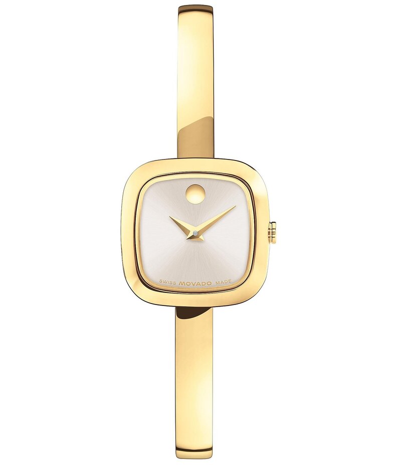 モバド レディース アクセサリー 腕時計 Tシャツ Movado Women's Museum Bangle Cushion Quartz Analog Stainless Steel Bangle Bracelet Watch Gold ゴールド｜ReVida 店 131,900円