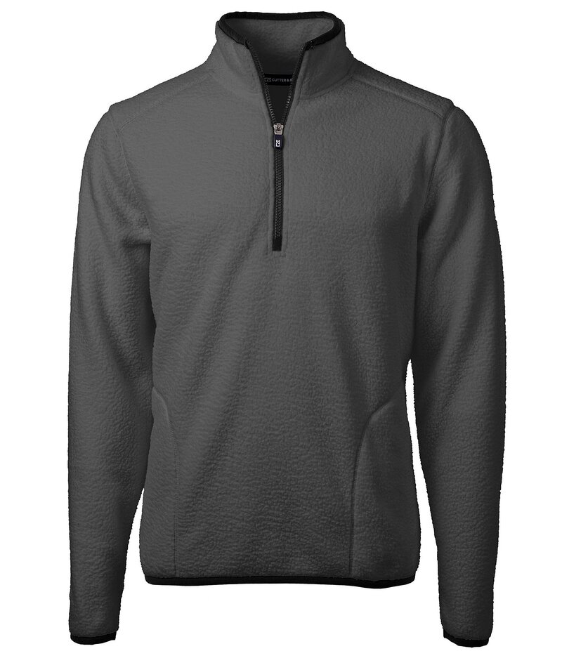 裁断師アンドうしろ側 メンズ アウター 編み物・プルオーバー フリース 上衣 Cutter \u0026 Buck Cascade Eco Sherpa Fleece Quarter-Zip Jacket Elemental Grey/Black 黒いこと