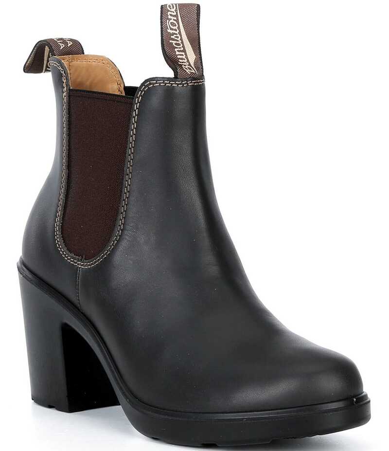 ブランドストーン レディース シューズ ブーツ・レインブーツ レザー ヒール Blundstone Women's Block Heeled Water-Resistant Leather Booties Stout Brown ブラウン