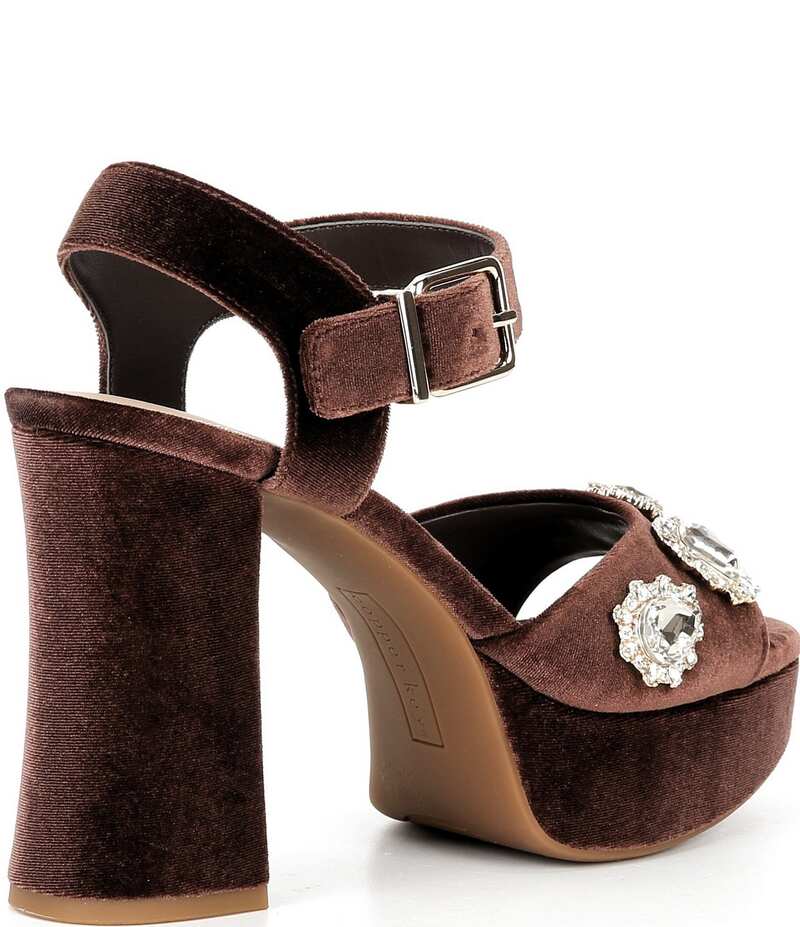 カッパーキー レディース シューズ サンダル プラットフォーム ベルベット Copper Key Celleste Two Velvet Jewel Embellished Platform Dress Sandals Brown ブラウン 13,121円