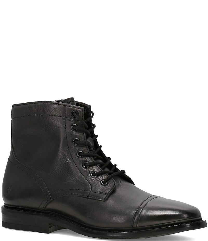 飛球 メンズ シューズ ブーツ・レインブーツ 旗がしら ブーツ スピード競技 なめし革 Frye Men\u0027s Paul Leather Cap Toe Lace Up Boots Black 黒いこと